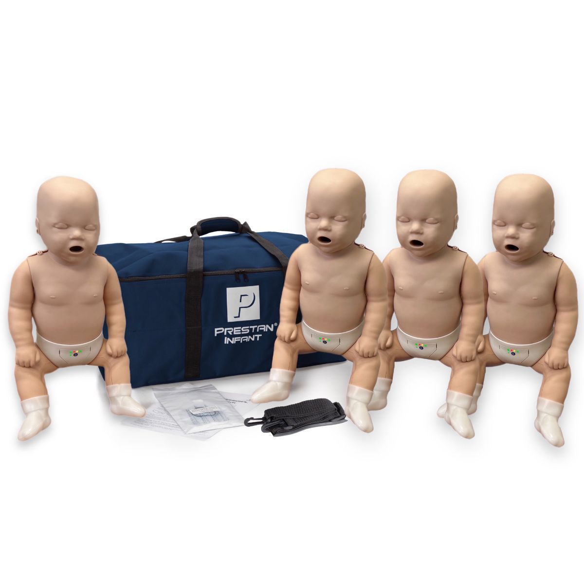 Infant CPR-AED Training Manikin 4 Pack DS w/ 50 Infant Face Shield Lung Bag