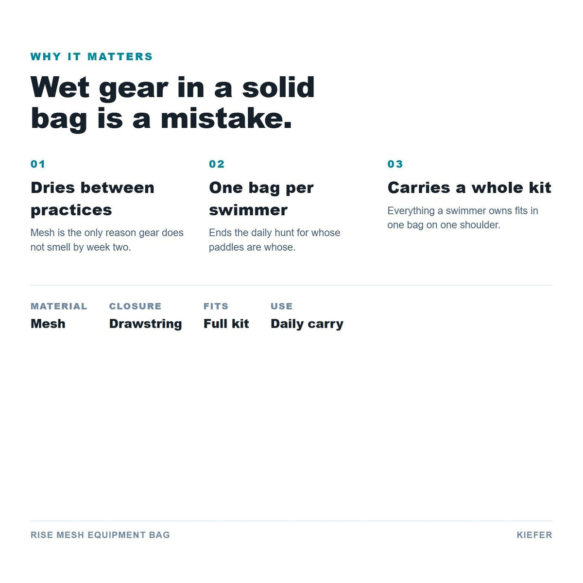 RISE Mesh Equipment Bag benefits