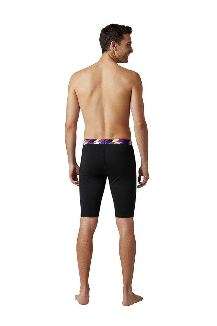 RISE Sandies Swerve Poly Jammer in black, shown on model