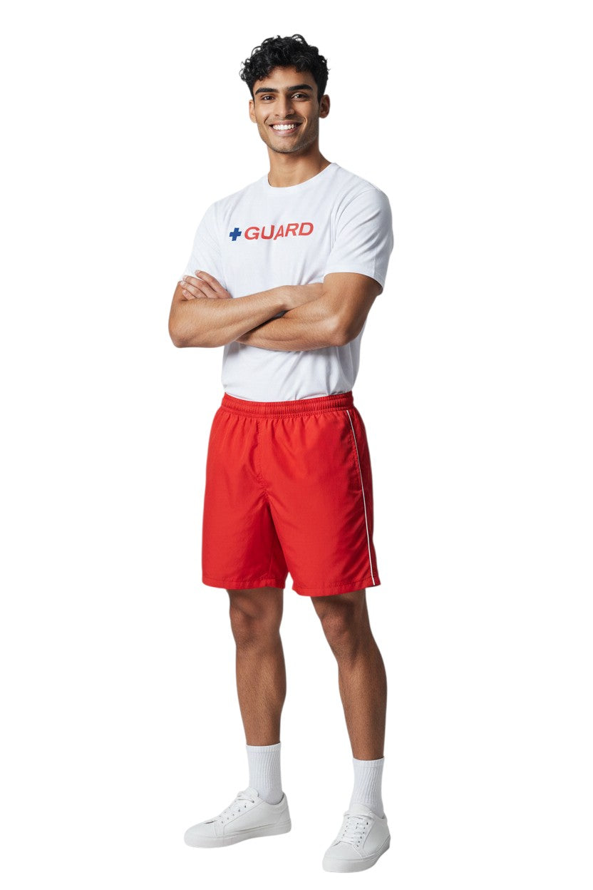 Kiefer Guard Short Sleeve Crewneck Rashguard in white, shown on model