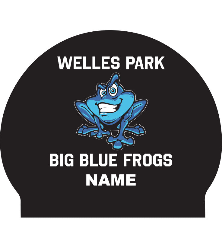 Welles Park Latex Swim w/name Cap - Black