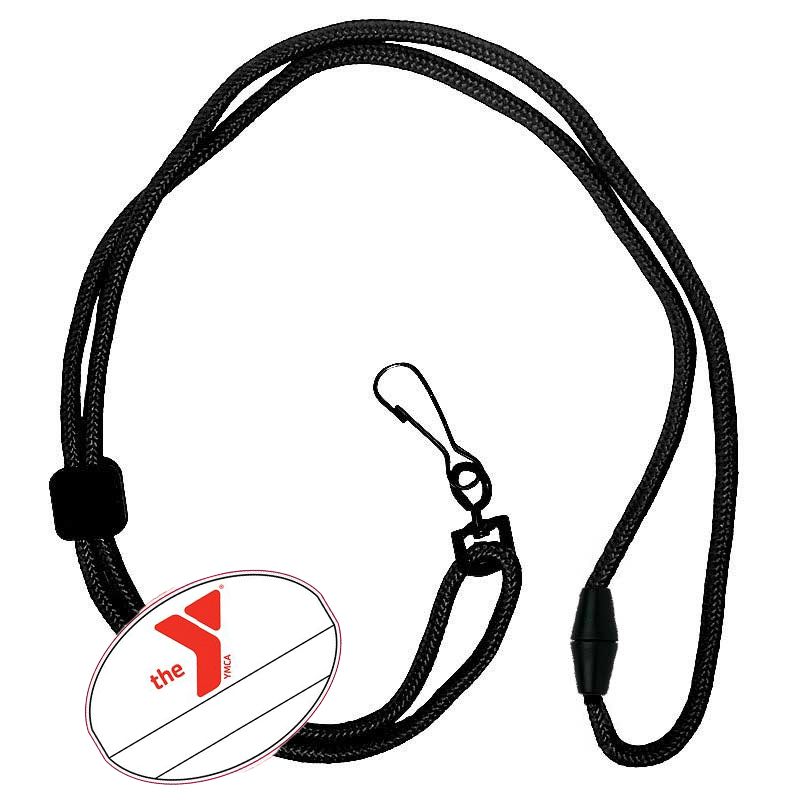 YMCA Custom Name Oval Tag Break Away Lanyard-Blaxk