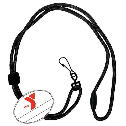 YMCA Custom Name Oval Tag Break Away Lanyard-Blaxk