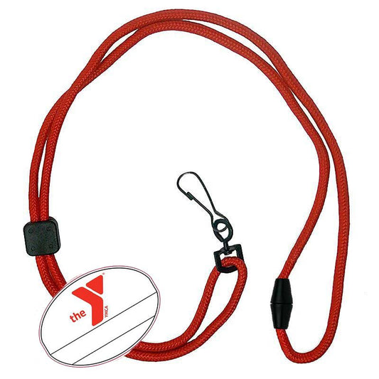 YMCA Custom Name oval Tag Break Away Lanyard - Red