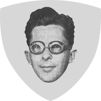 Black and white portrait of a person wearing glasses