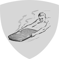 Black and white illustration of a person lying on a massage table with a massage gun.