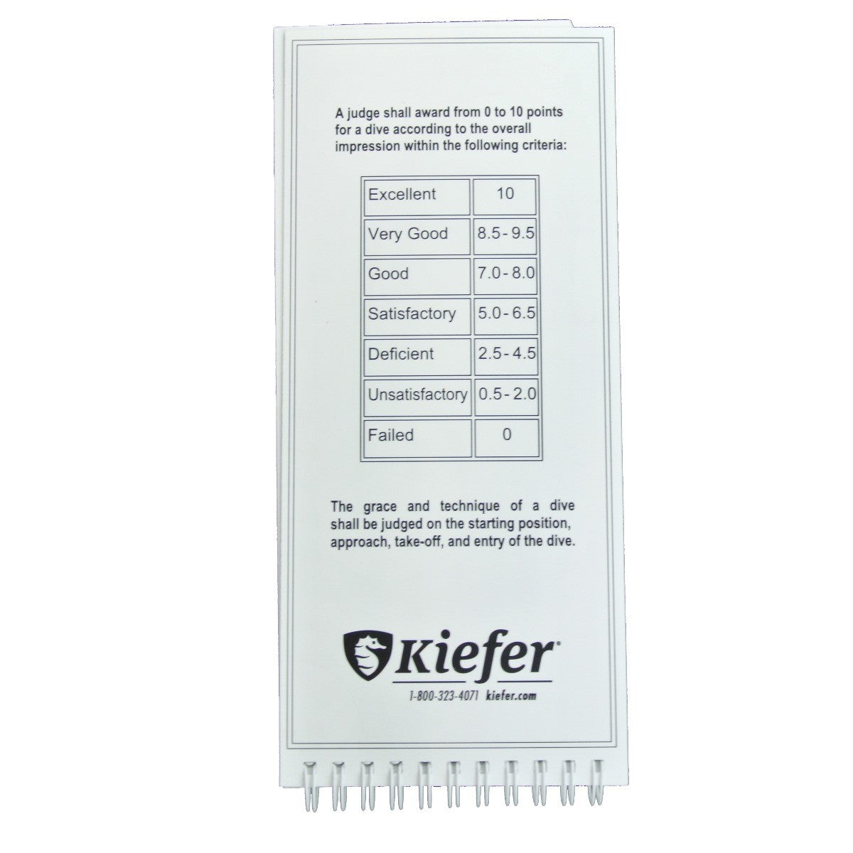 Kiefer Diving Judges Score Card