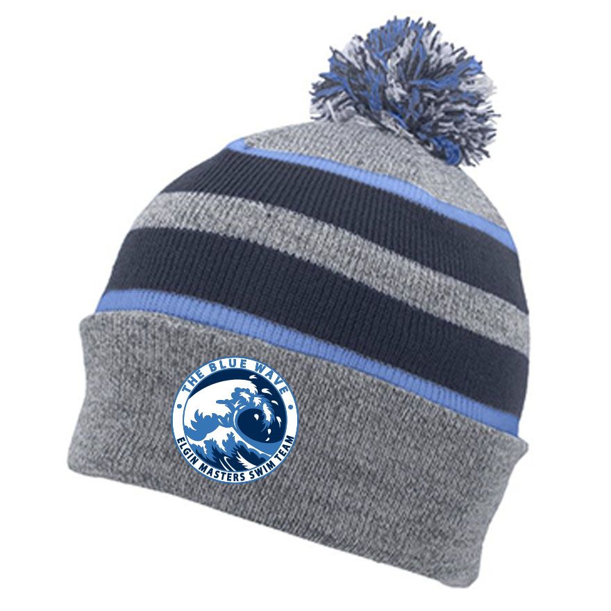 Elgin Blue Wave Masters Augusta Foldover Pom-Pom Beanie - Heather/Navy/Columbia