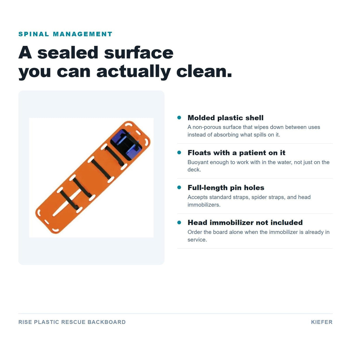 RISE Plastic Rescue Backboard features