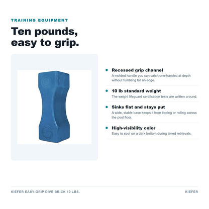 Kiefer Easy-Grip Dive Brick 10 lbs features