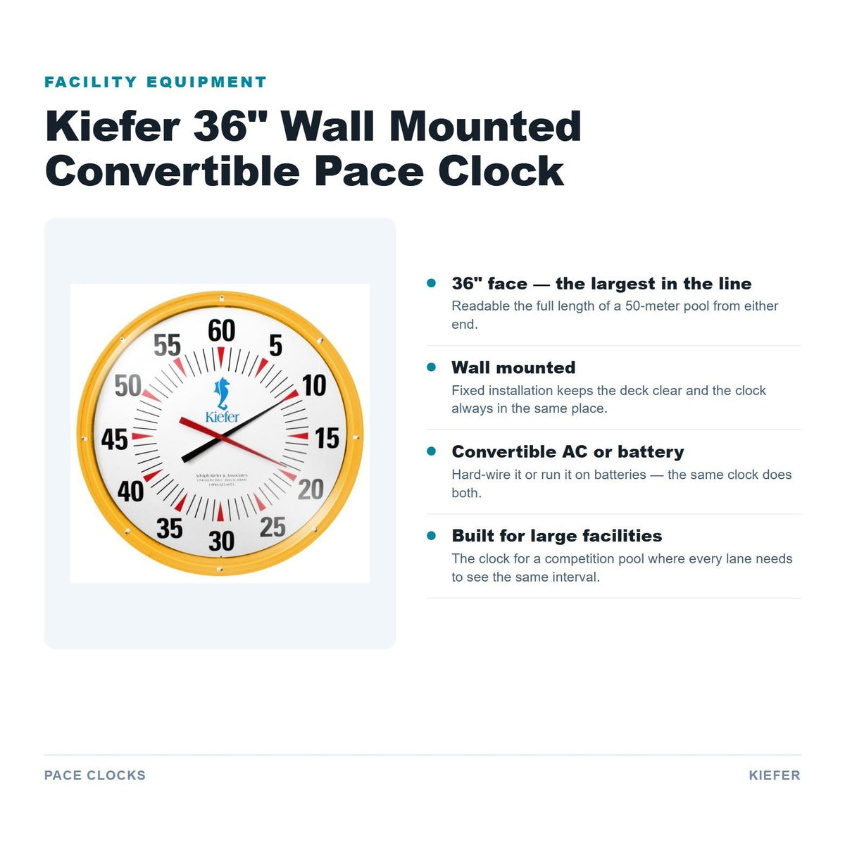 Kiefer 36” Wall Mounted Convertible Pace Clock