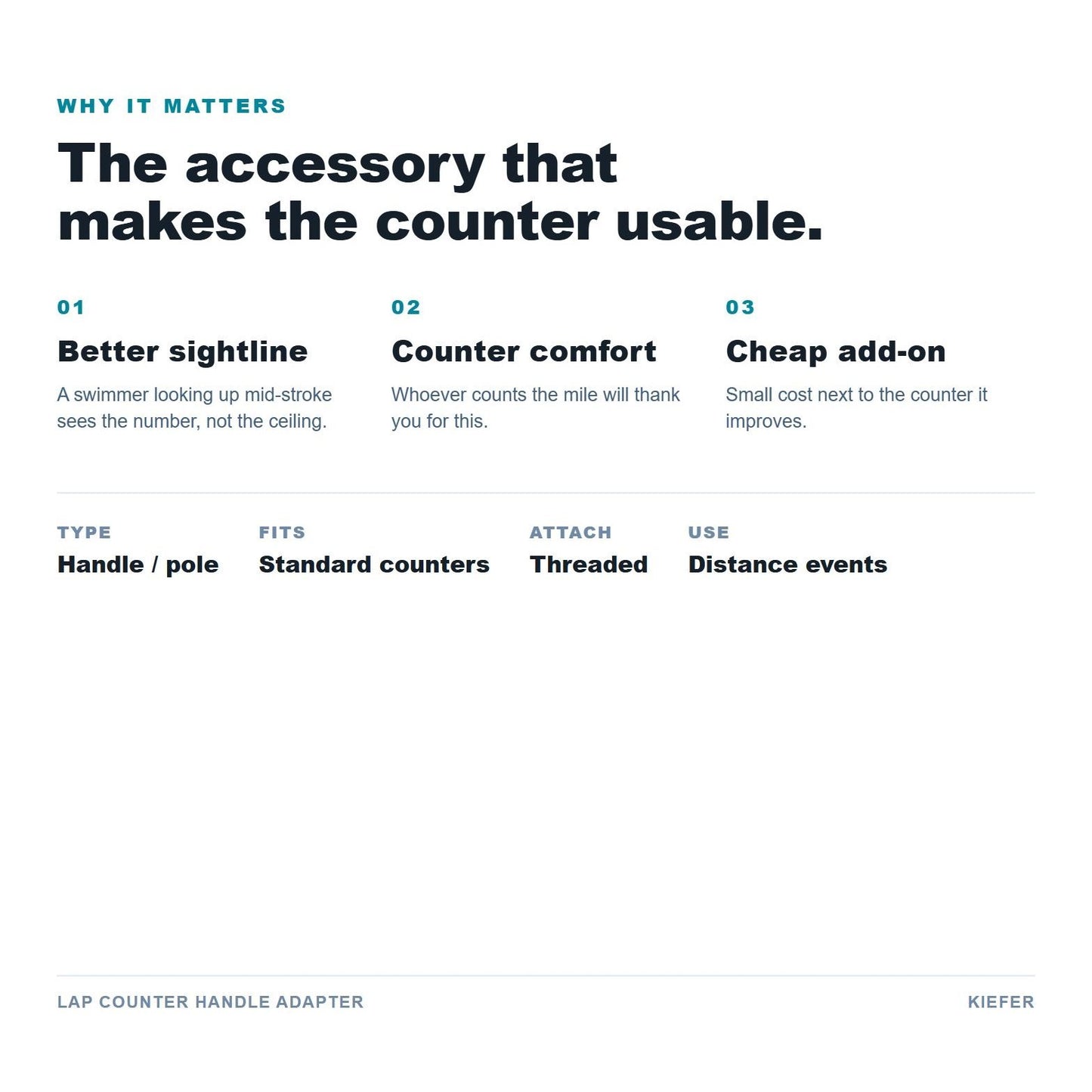 Lap Counter Handle Adapter benefits