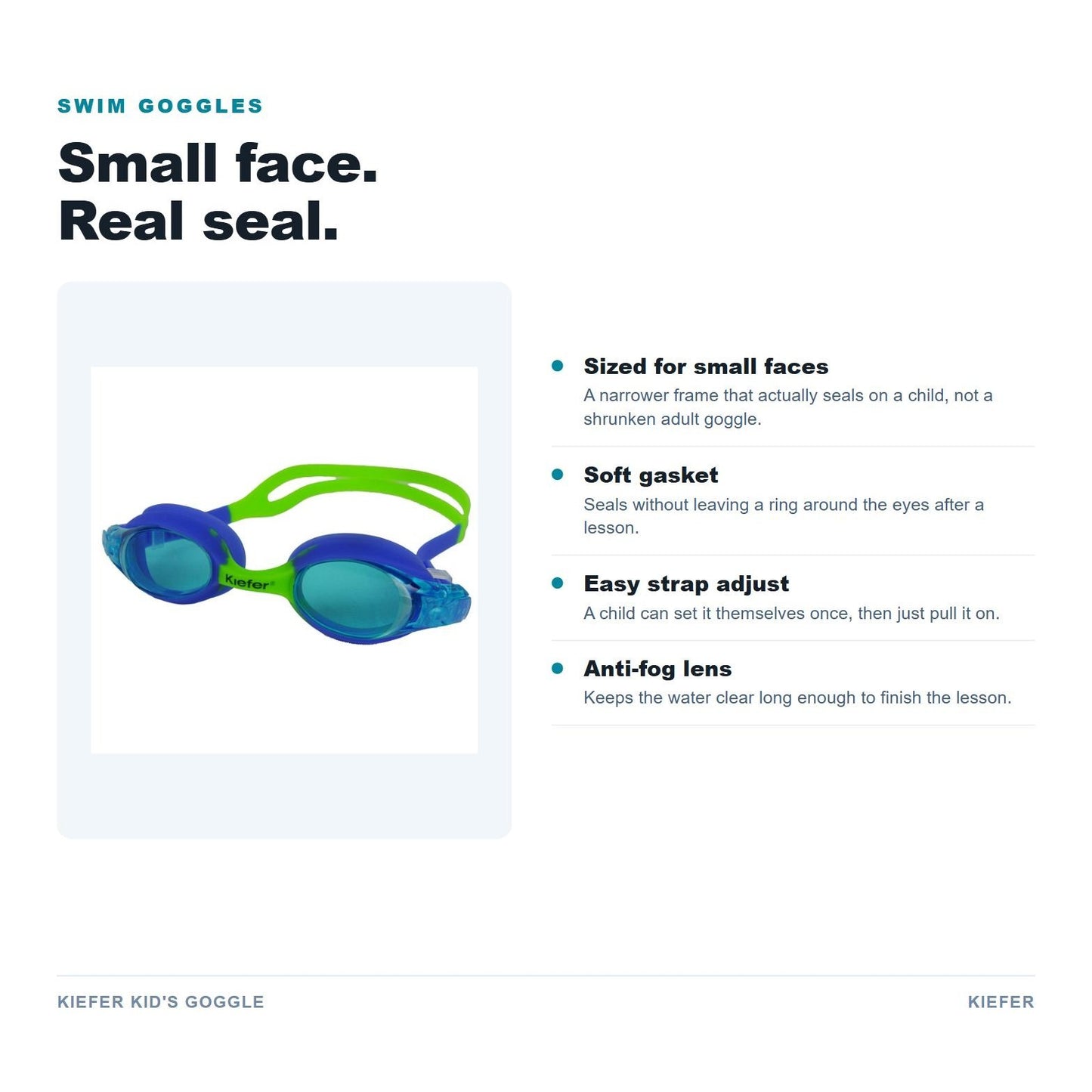 Kiefer Kids Goggle features