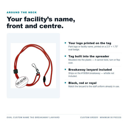 Oval Custom Name Tag Breakaway Lanyard features
