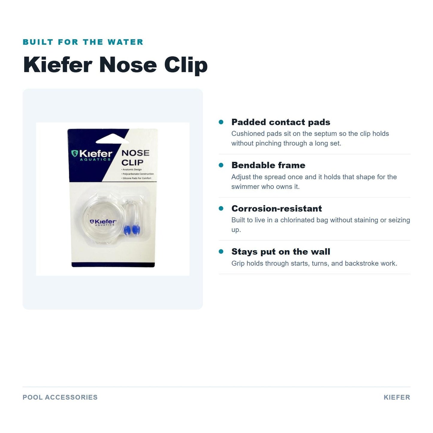 Kiefer Nose Clip features