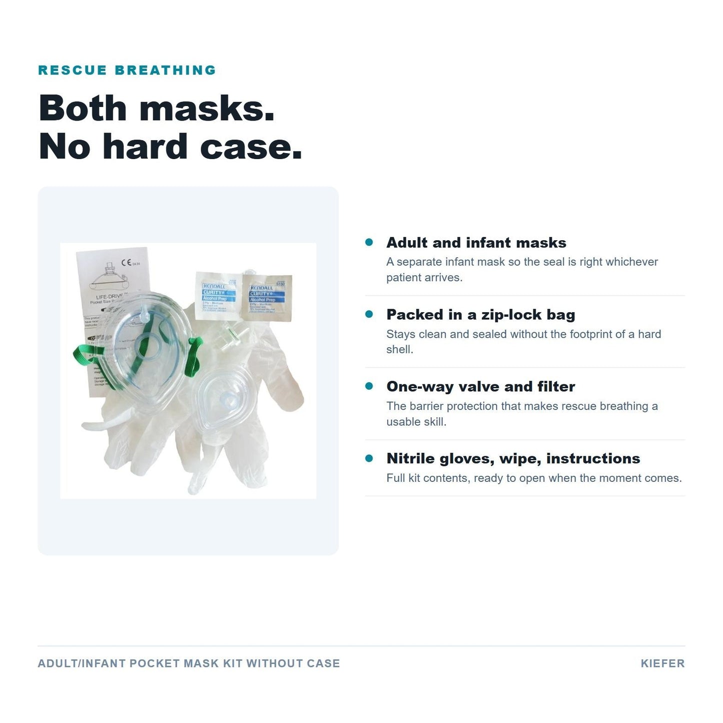 Adult and Infant Pocket Mask Kit Without Case features