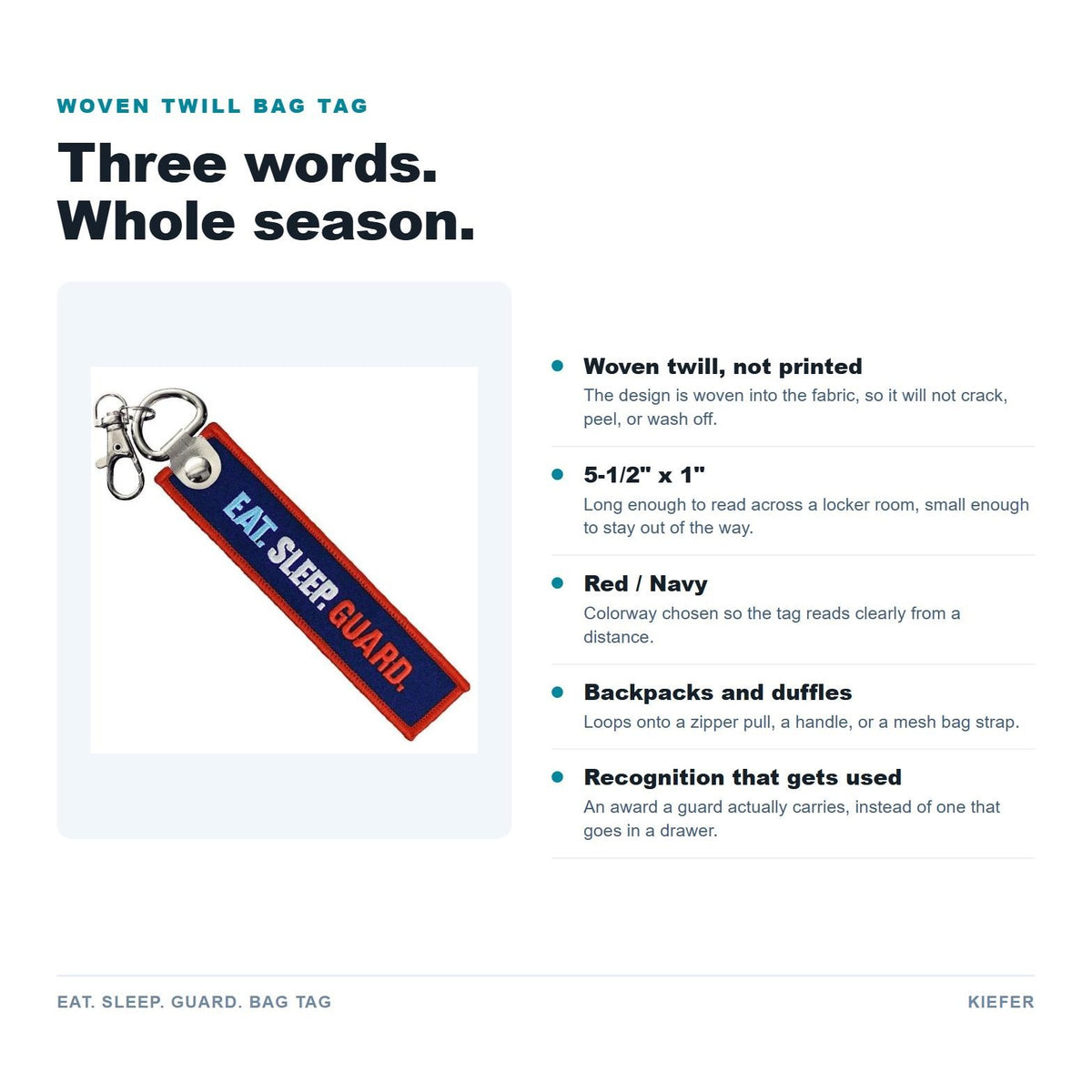 Eat. Sleep. Guard. Bag Tag