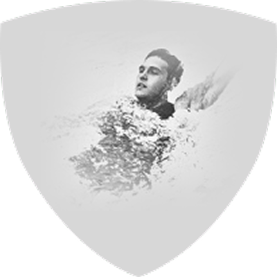 Black and white photo of a person in a floral garment.