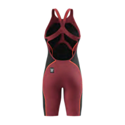 Speedo Fastskin LZR Pure Intent 2.0 Openback Kneeskin - Regal Red/Black/Flare, back view