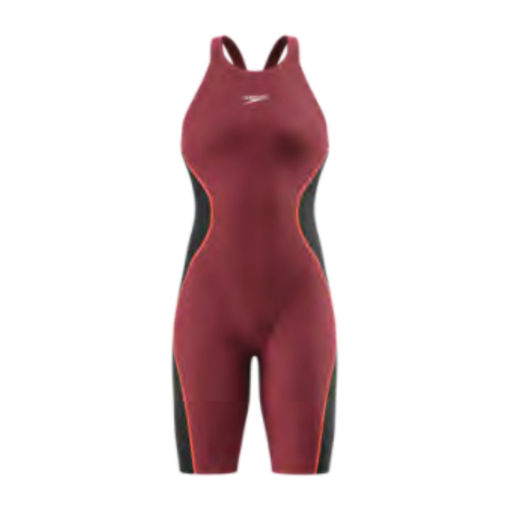 Speedo Fastskin LZR Pure Intent 2.0 Openback Kneeskin - Regal Red/Black/Flare, front view