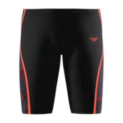 Speedo Fastskin LZR Pure Intent 2.0 Printed Jammer - Black/Black Ember/Flare, front view