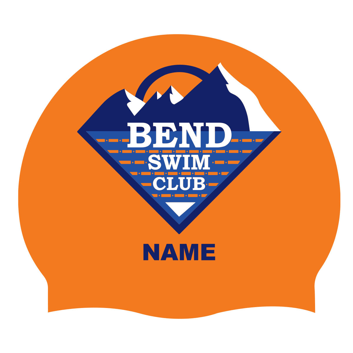 Bend Swim Club - Caps Custom 3-Color Printed Silicone Cap w/ Name-Orange