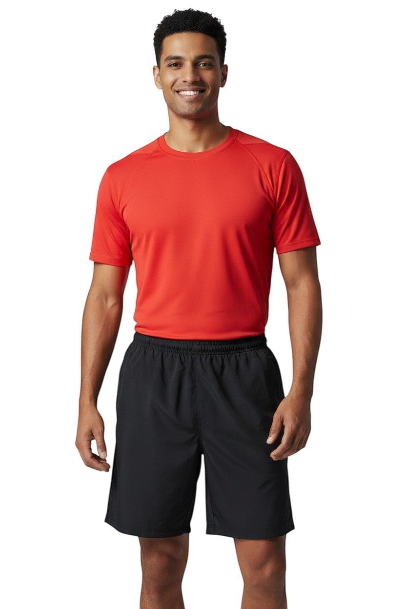 RISE Solid Male Flex Board Short in black, shown on model