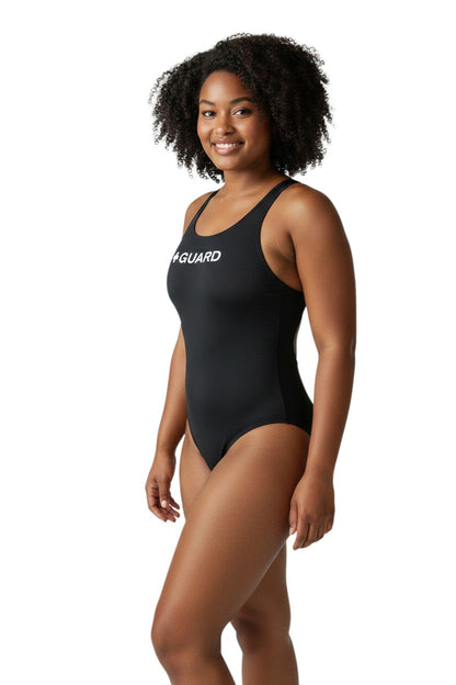 RISE Guard MB Back w/Shelf Bra in black, shown on model