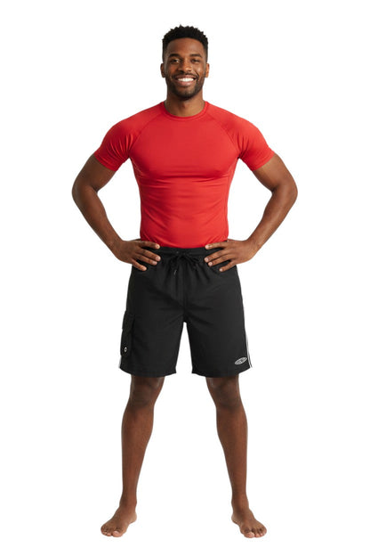 RISE Instructor Male Flex Board Short in black, shown on model