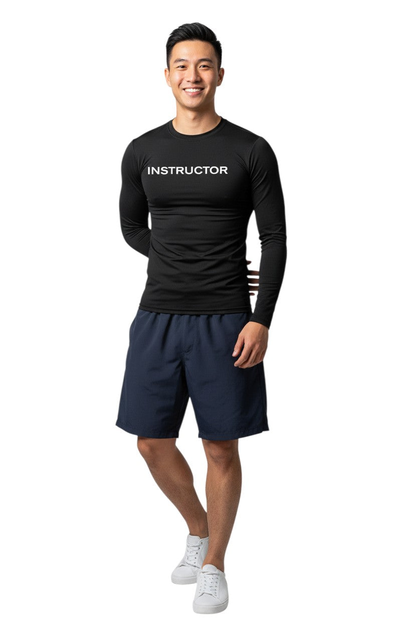 Kiefer Instructor L/S Crewneck Rashguard in black, shown on model