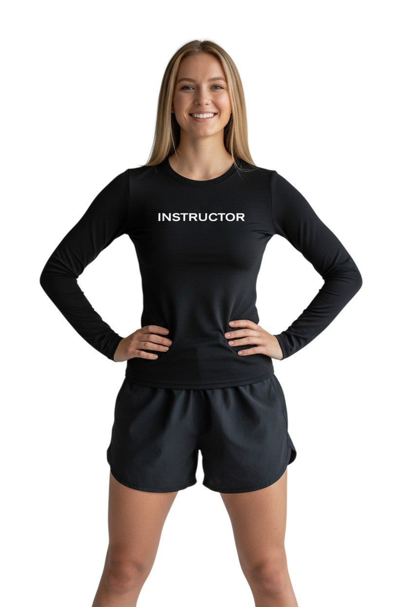 Kiefer Instructor L/S Crewneck Rashguard in black, shown on model