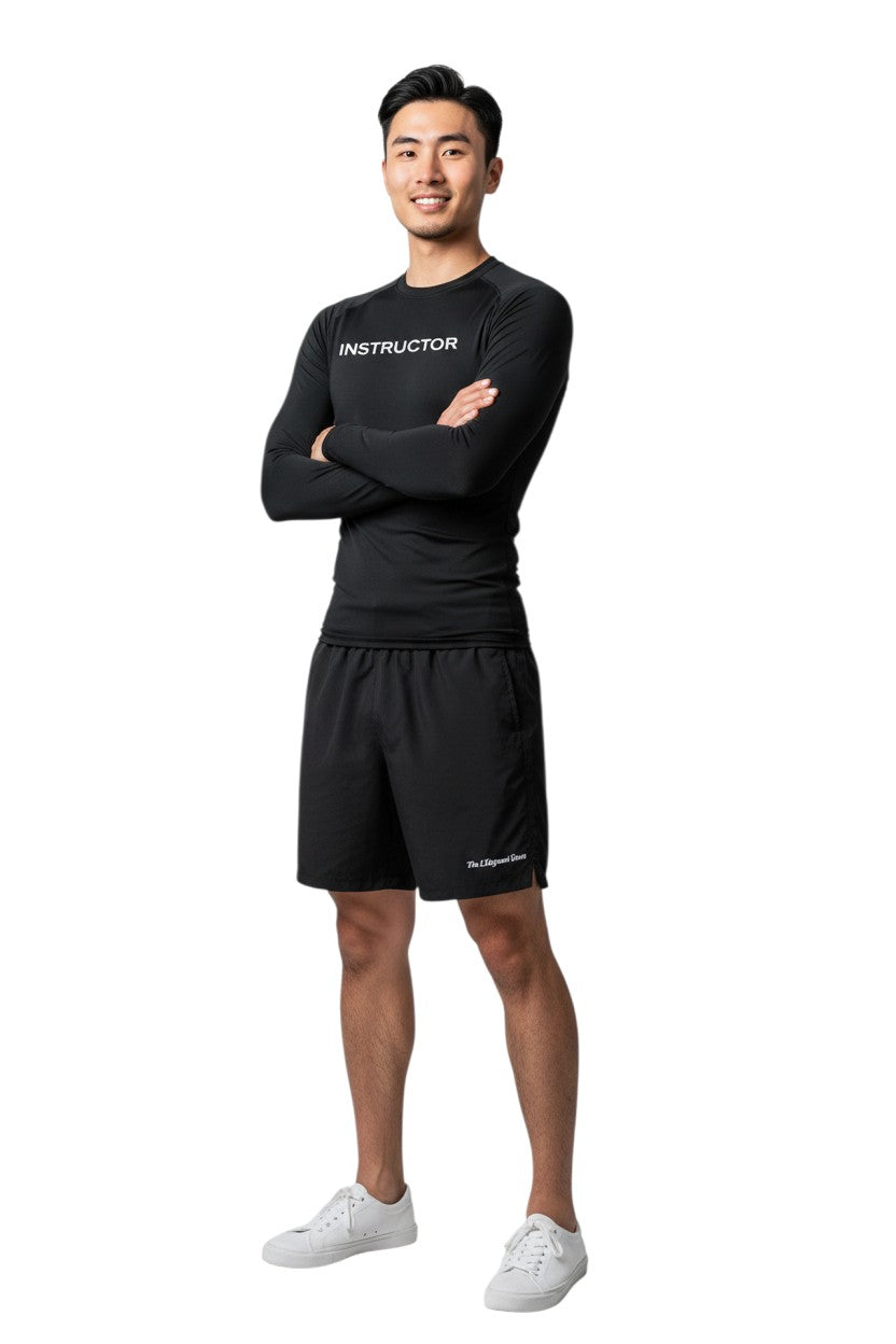 Kiefer Instructor L/S Crewneck Rashguard in black, shown on model