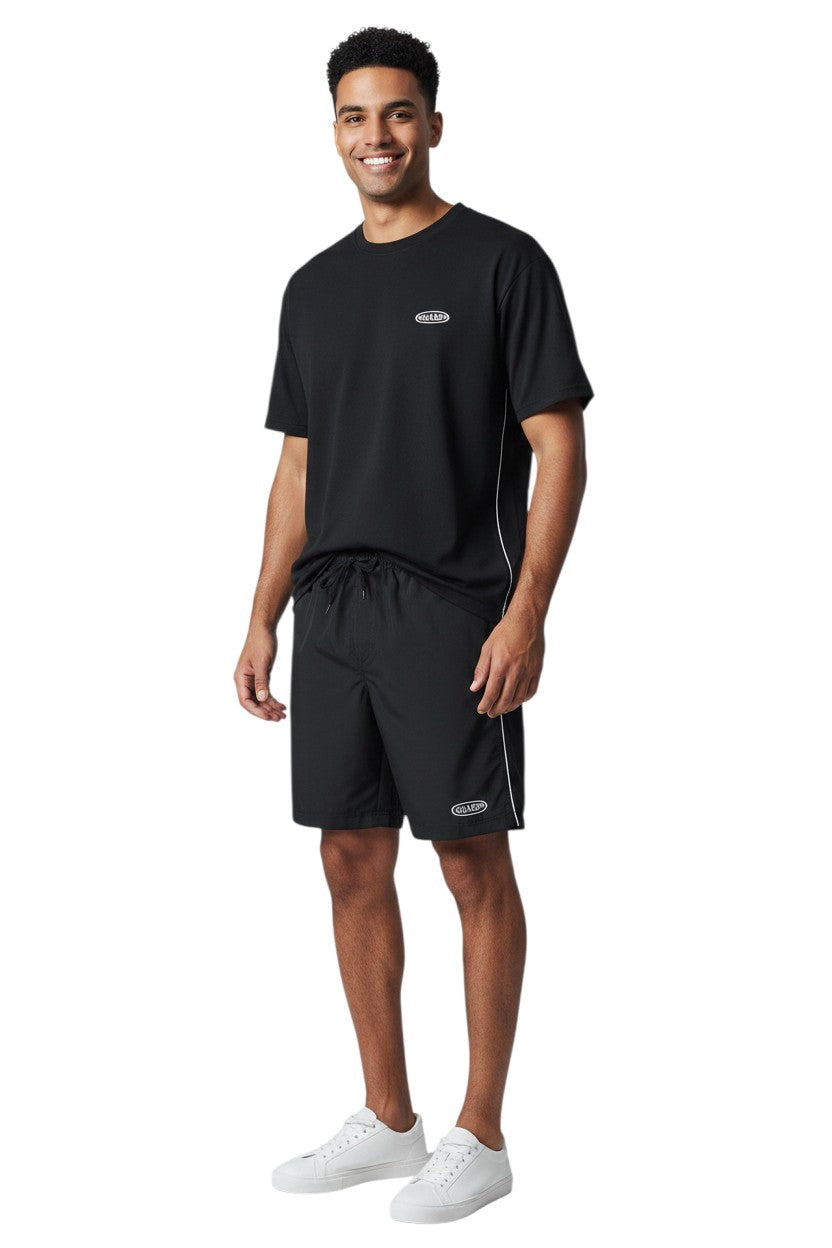 RISE Guard Male Flex Board Short in black, shown on model