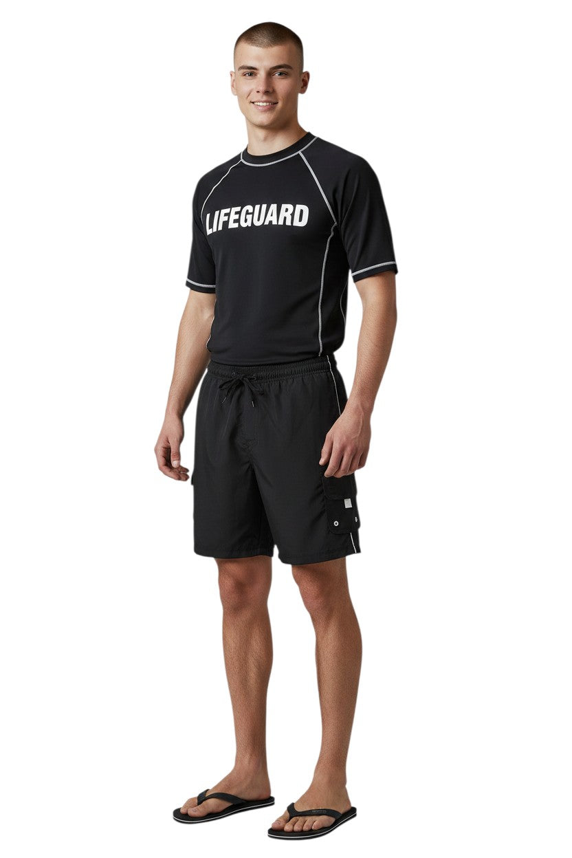 RISE Staff Male Flex Board Short in black, shown on model