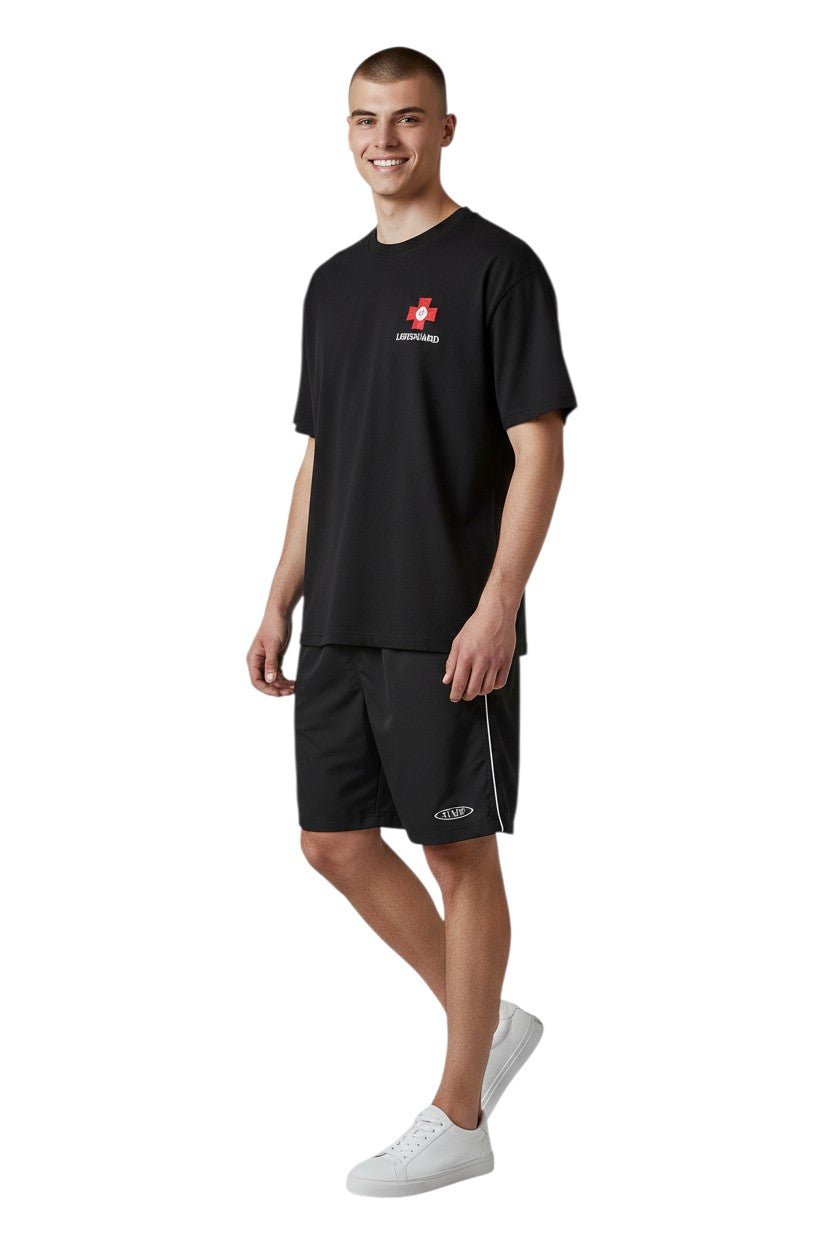 RISE Staff Male Flex Board Short in black, shown on model