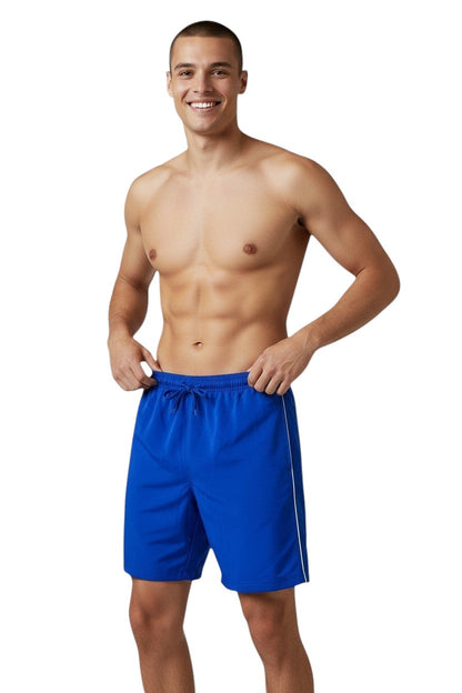 Kiefer Solid Board Short in blue, shown on model