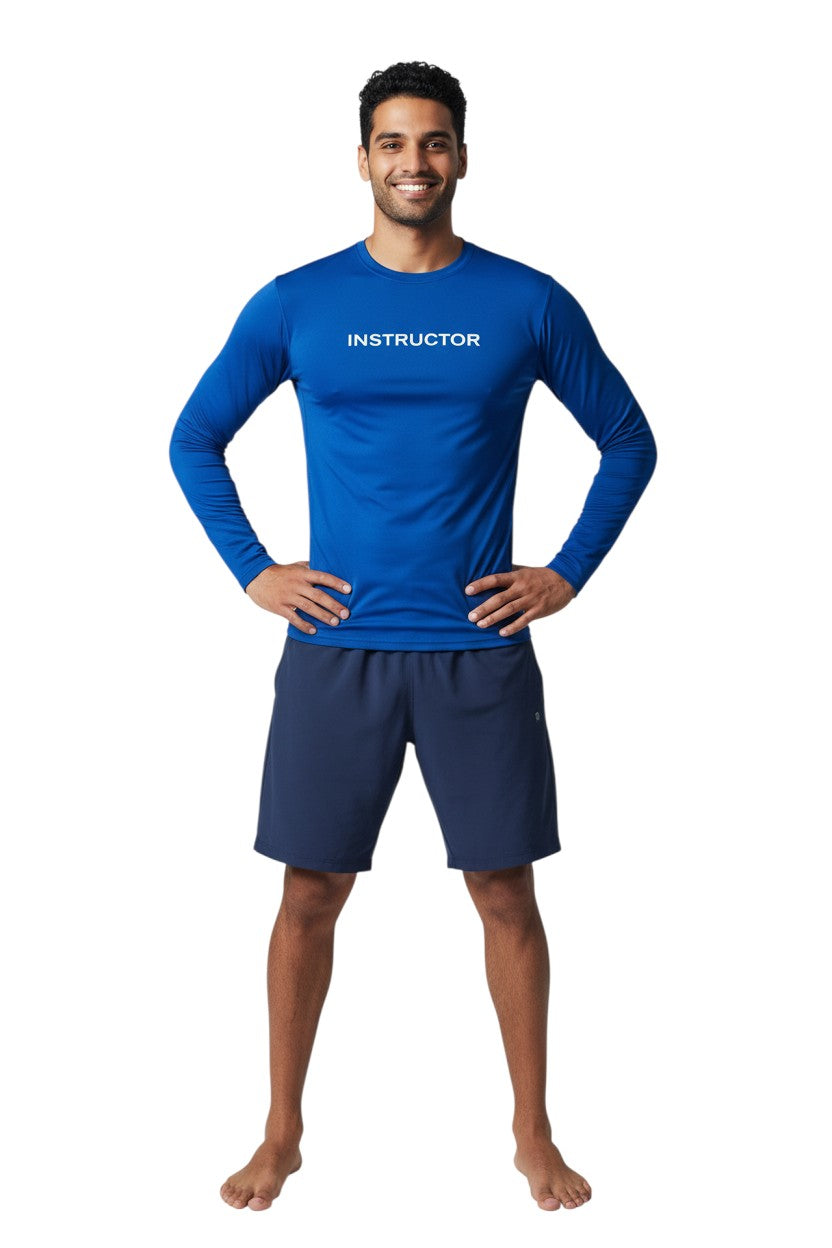 Kiefer Instructor L/S Crewneck Rashguard in blue, shown on model