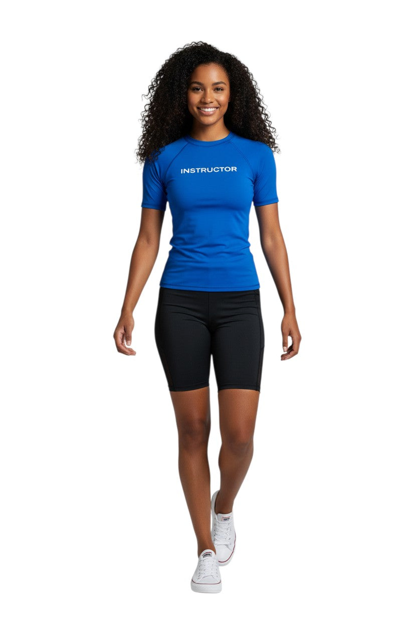 Kiefer Instructor S/S Crewneck Rashguard in blue, shown on model