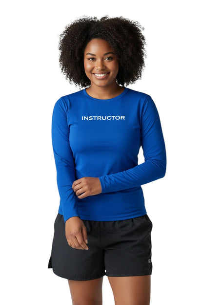 Kiefer Instructor L/S Crewneck Rashguard in blue, shown on model