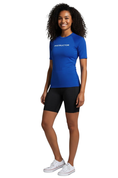 Kiefer Instructor S/S Crewneck Rashguard in blue, shown on model