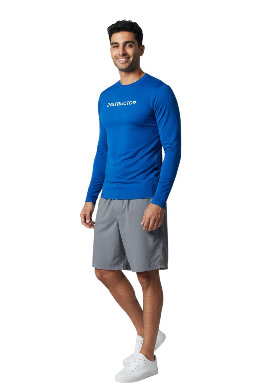 Kiefer Instructor L/S Crewneck Rashguard in blue, shown on model