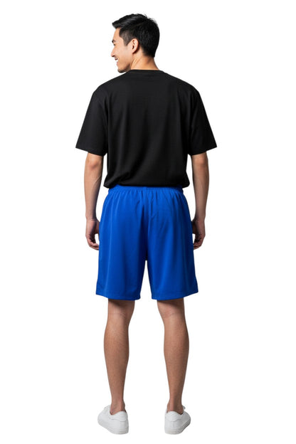 RISE Manager Male Flex Board Short in blue, shown on model