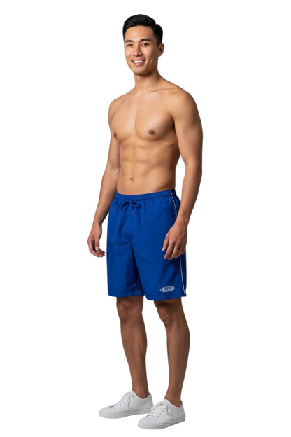 RISE Manager Male Flex Board Short in blue, shown on model