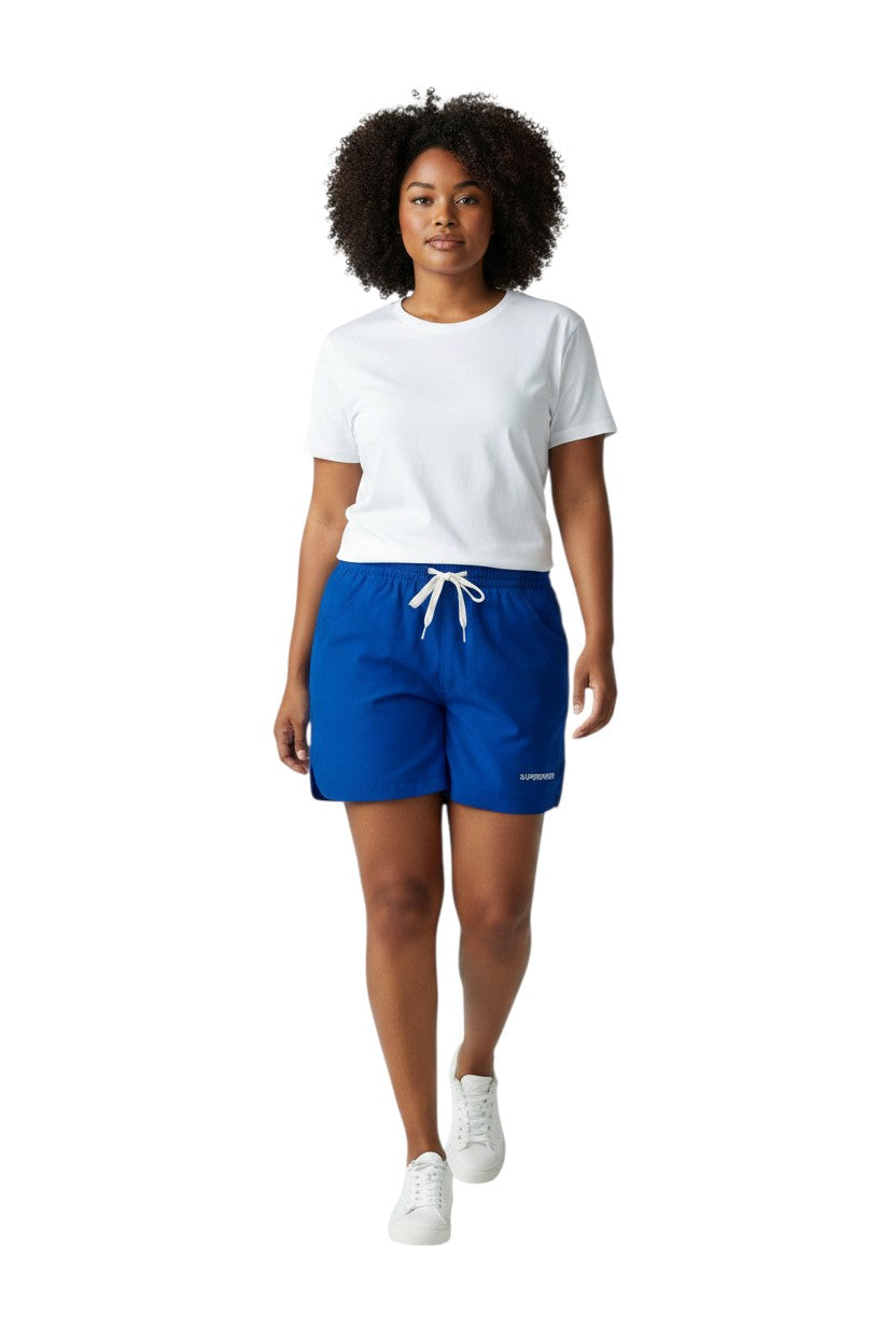 RISE Supervisor Female Roll Short in blue, shown on model