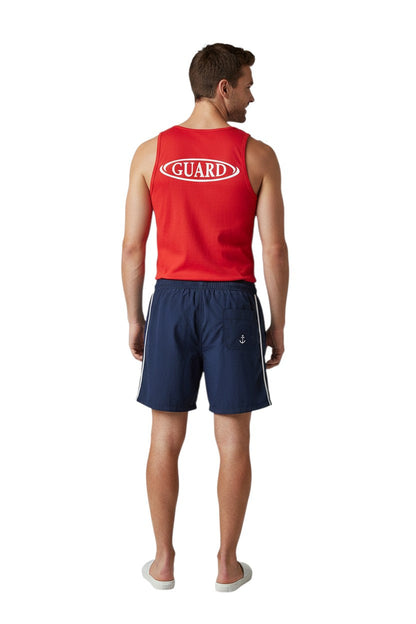 Kiefer RISE Guard Tank. Red 100% cotton jersey tank top with white oval "GUARD" logo on front and back.
