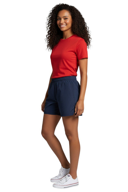 Kiefer 4-Way Unisex Deck Short Solid in navy blue, shown on model