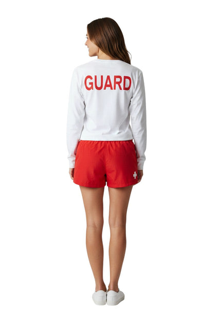 Kiefer Long Sleeve Guard Tee in white, shown on model
