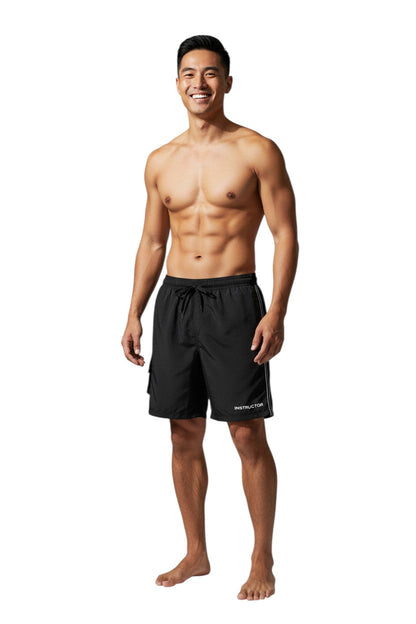 Kiefer Instructor Board Short in black, shown on model