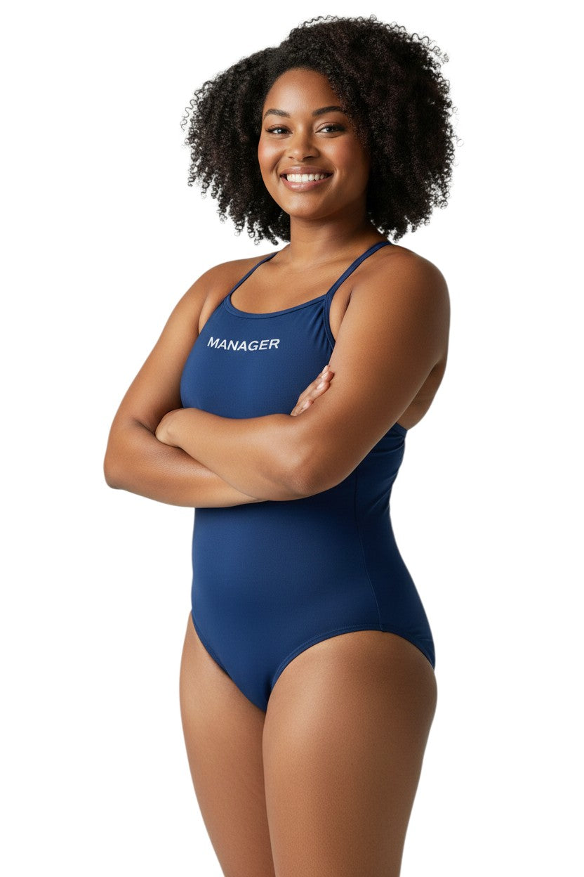 Kiefer Manager H-Back in navy, shown on model