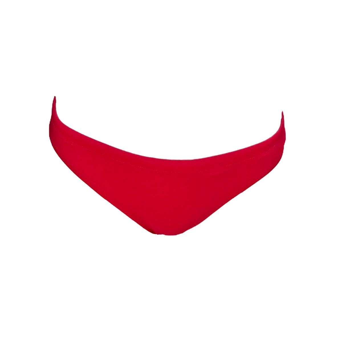 Kiefer red bikini bottom made from 100% recycled polyester with UPF50+ protection.